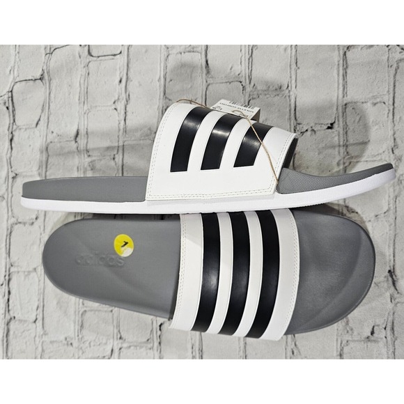 Adidas ADILETTE COMFORT Slide Sandal Shoe White Grey Black GZ5895 MENS SIZE 18 main image 9